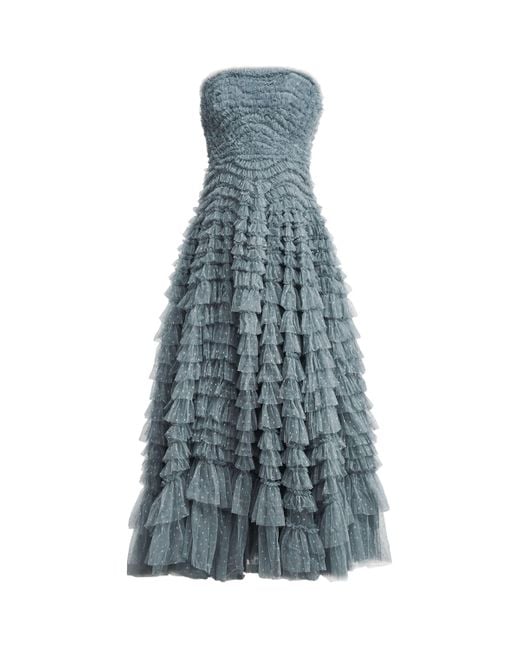 Needle & Thread Blue Strapless Hattie Maxi Dress