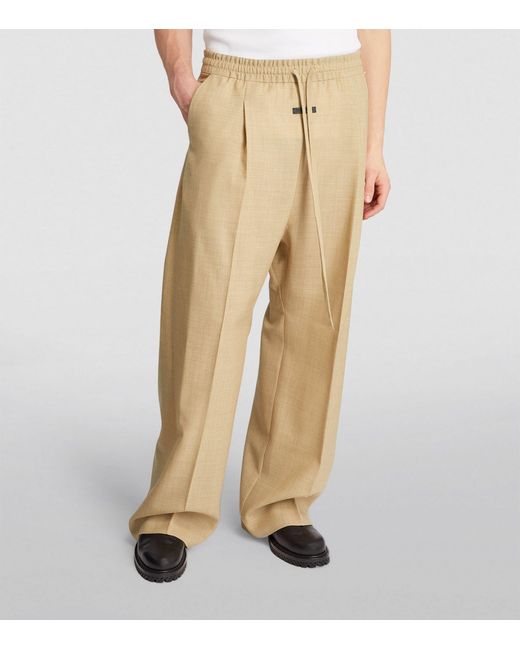 Fear Of God Natural Wool Pleated Drawstring Trousers for men
