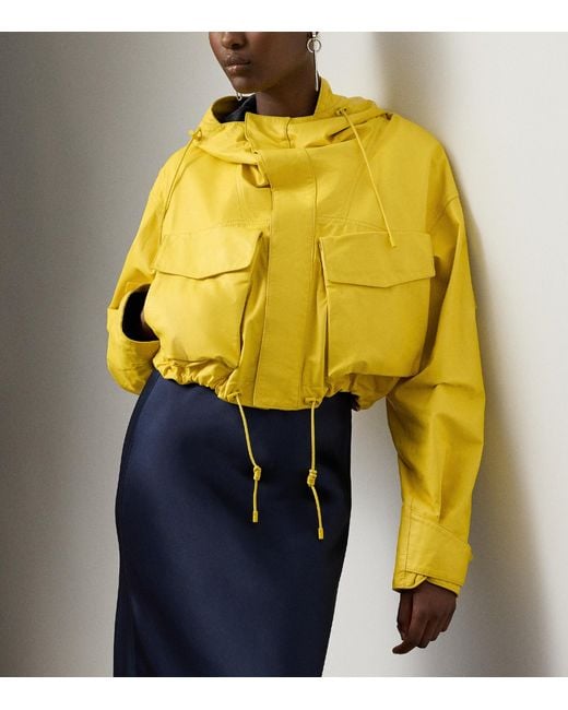 Ralph Lauren Yellow Ferra Cropped Calfskin Jacket