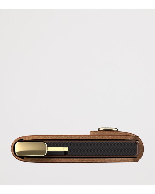 Secrid Brown Leather Embossed Lines Miniwallet for men