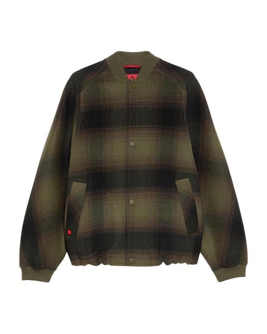 MAX&Co. Green Virgin Wool Plaid Bomber Jacket