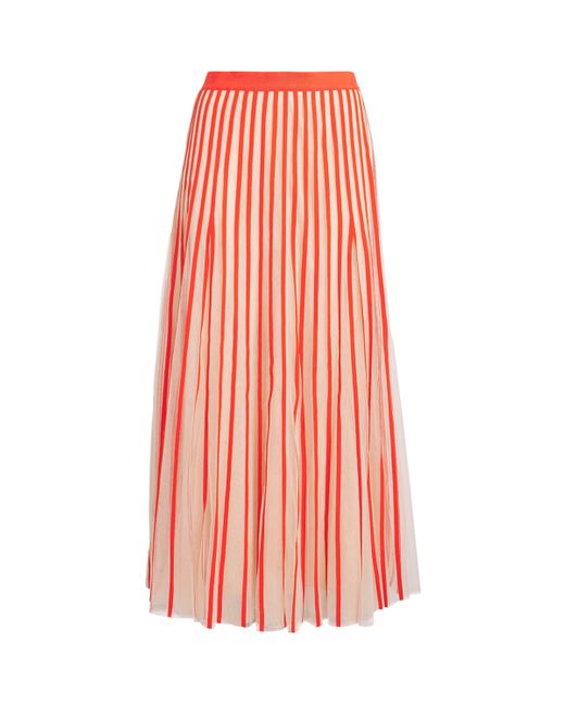 ME+EM Red Tulle Stripe Maxi Skirt
