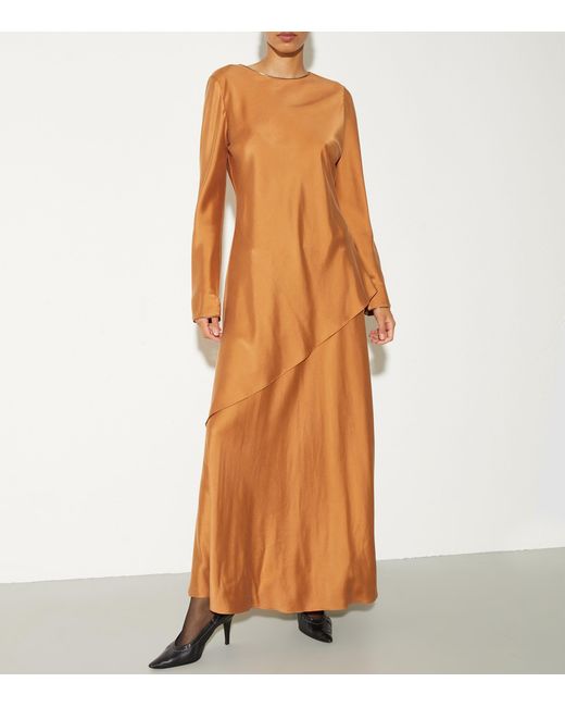 MAX&Co. Brown Silk-Blend Maxi Dress