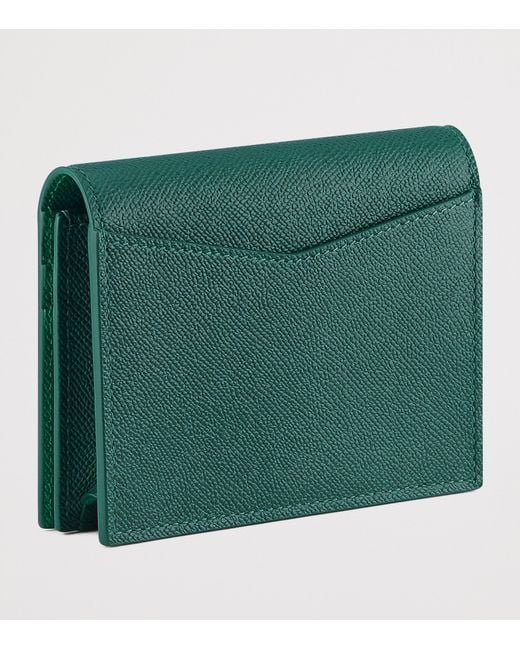 BVLGARI Green Leather Business Card Holder for men