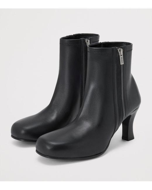 Loewe Black Leather Bobine Ankle Boots 75