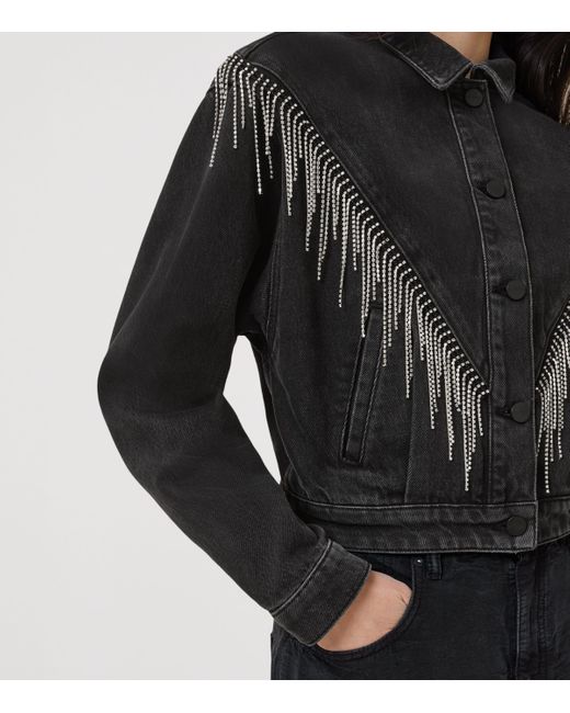AllSaints Black Embellished Denim Jacket