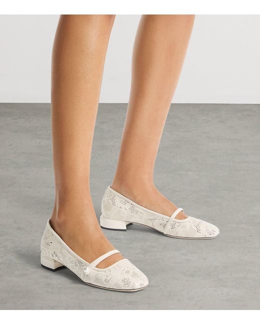 Jimmy Choo White Elisa 25 Ballet Pumps