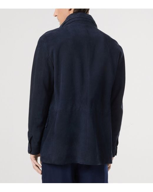 Tom Ford Blue Suede Four-Pocket Jacket for men