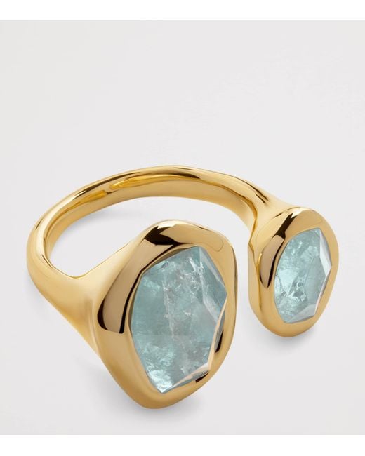 Monica Vinader Blue Vermeil And Aquamarine Odyssey Open Ring