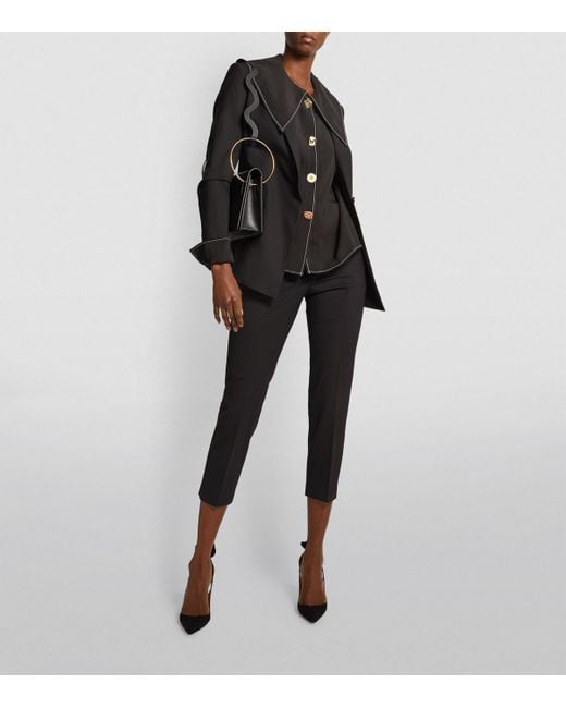 Theory Black Good Wool Cropped Treeca Trousers