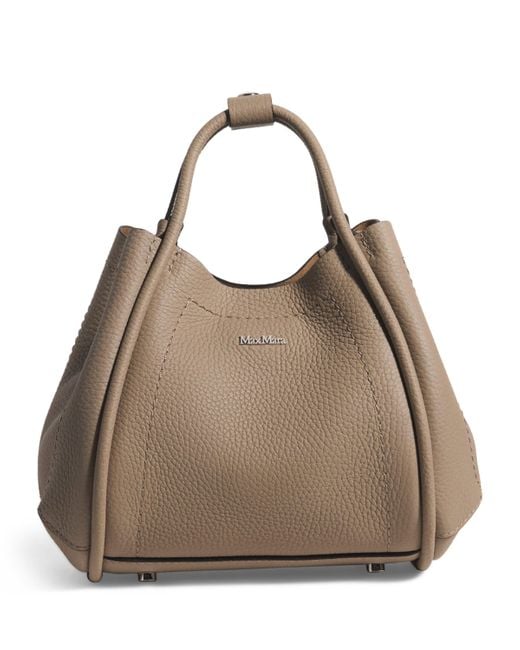 Max Mara Brown Extra Small Leather Marine Top-Handle Bag