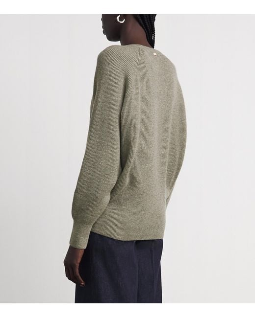 Agnona Green Cashmere V-Neck Sweater