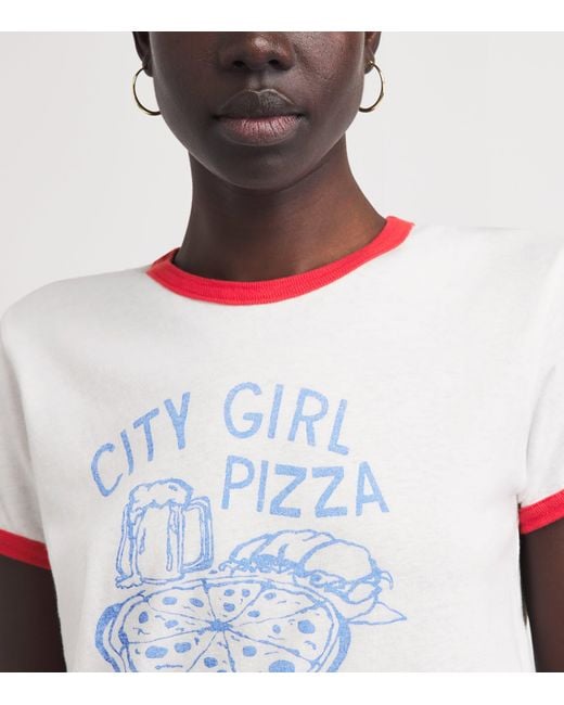Mother White Cotton The Lil Goodie Ringer T-Shirt