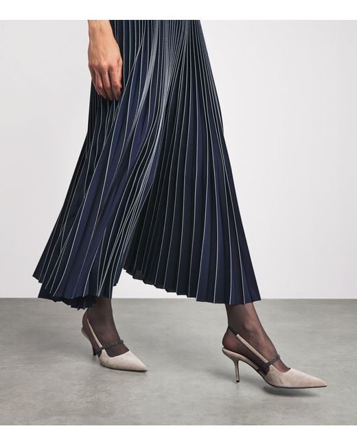 Fabiana Filippi Blue Crêpe De Chine Pleated Maxi Skirt