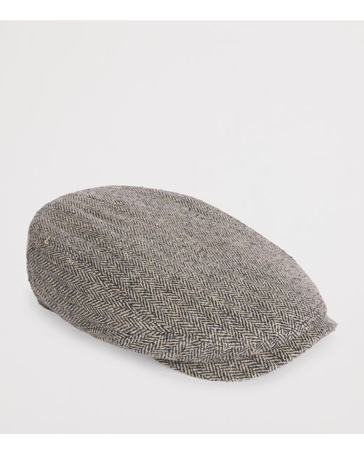 Stetson Gray Silk Herringbone Flat Cap for men