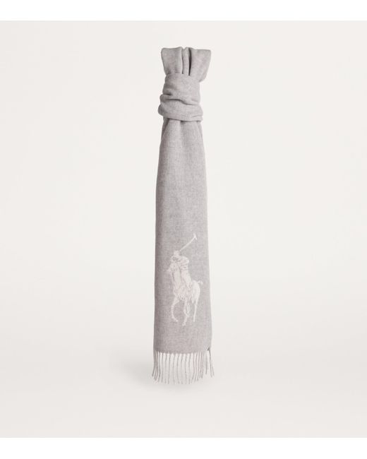 Polo Ralph Lauren Gray Wool Polo Pony Scarf