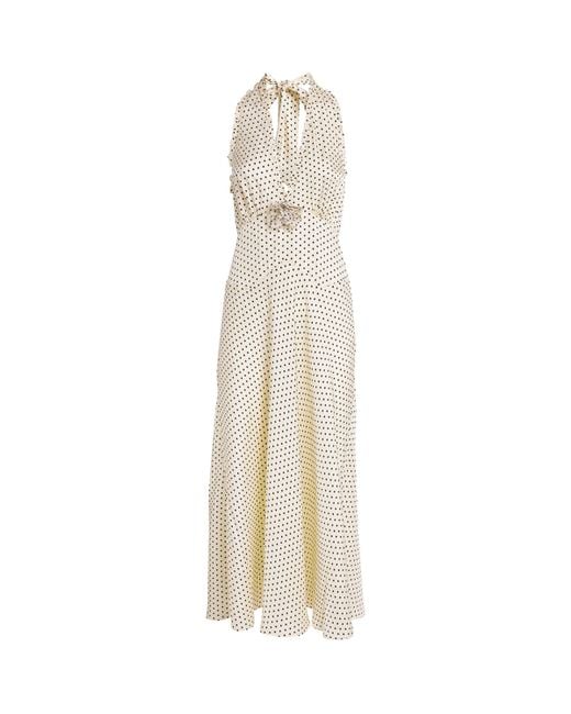 slim fit dress slacks White Polka Dot V-Neck A-Line Midi Dress – Golden Atelier main image 0