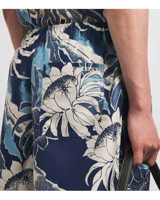 J.W. Anderson Blue Floral Print Swim Shorts for men