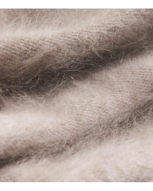 Soft Goat Gray Brushed Cashmere Short-Sleeve Sweater