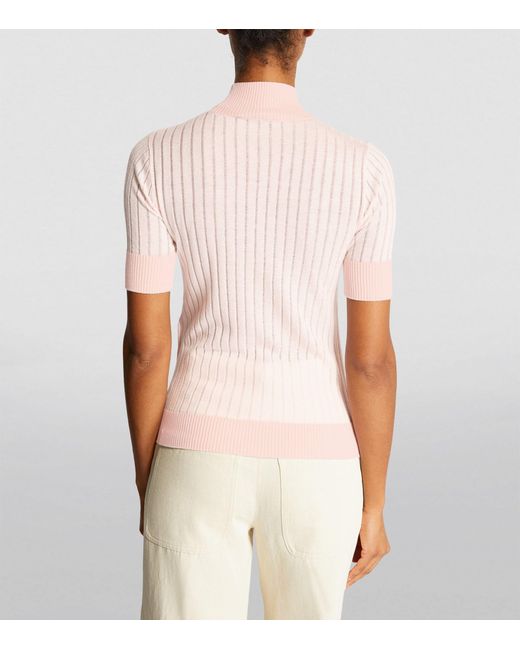 Max Mara Pink Silk-wool High-neck T-shirt