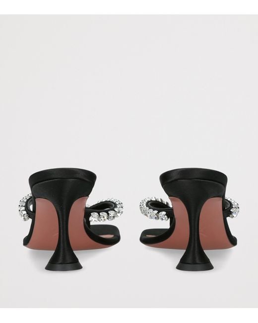 AMINA MUADDI Black Satin Crystal-Embellished Gigi Heeled Sandals 70