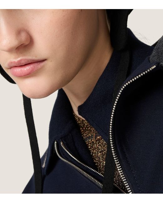 Miu Miu Blue Asymmetric-Zip Polo Sweatshirt