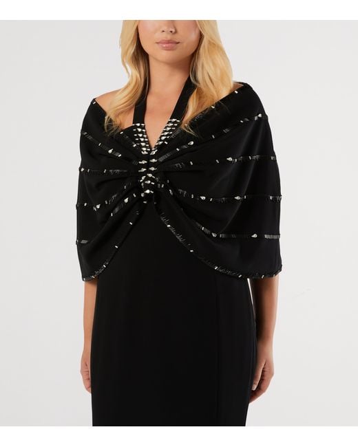 Marina Rinaldi Black Embellished Halterneck Maxi Dress And Cape