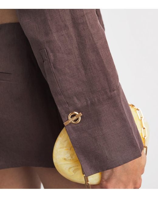 Cult Gaia Brown Linen Kate Tie Shirt