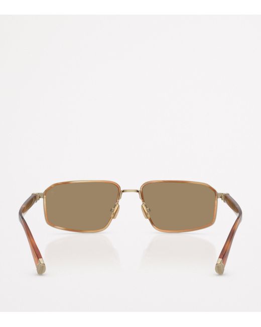 Brunello Cucinelli Natural Titanium Rectangle Jarama Sunglasses for men