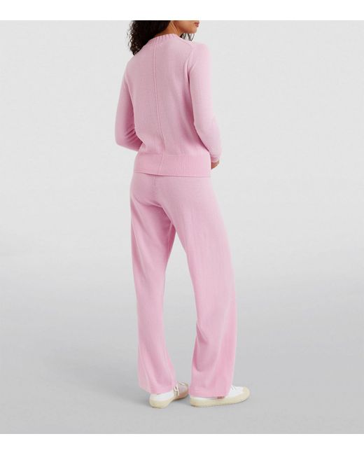 Chinti & Parker Pink Wool-cashmere Cropped Sporty Sweater