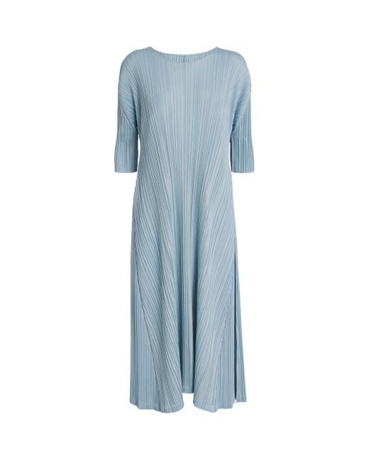 Pleats Please Issey Miyake Blue Mellow Pleats Midi Dress