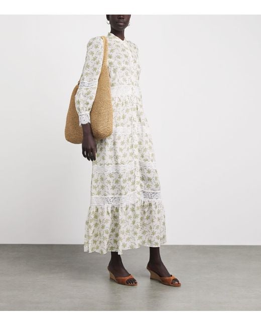 Sandro White Lace Floral Midi Dress