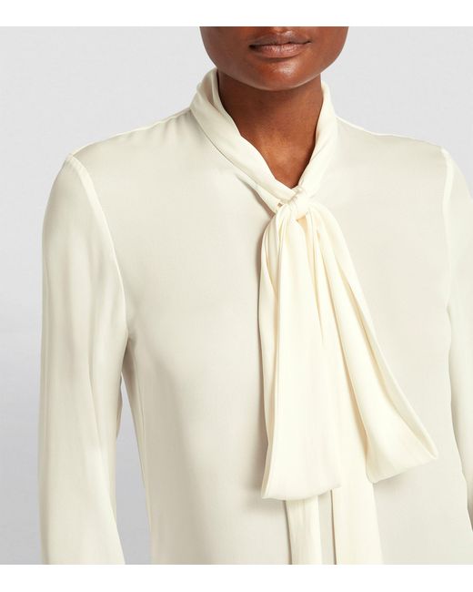 Khaite White Silk Pussybow Tash Shirt