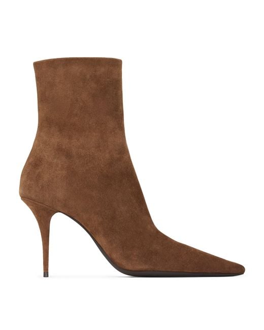 Saint Laurent Brown Suede Ashley Ankle Boots 90