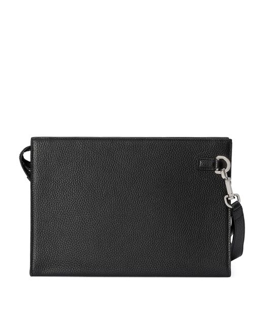 Gucci Black Leather Logo Pouch for men