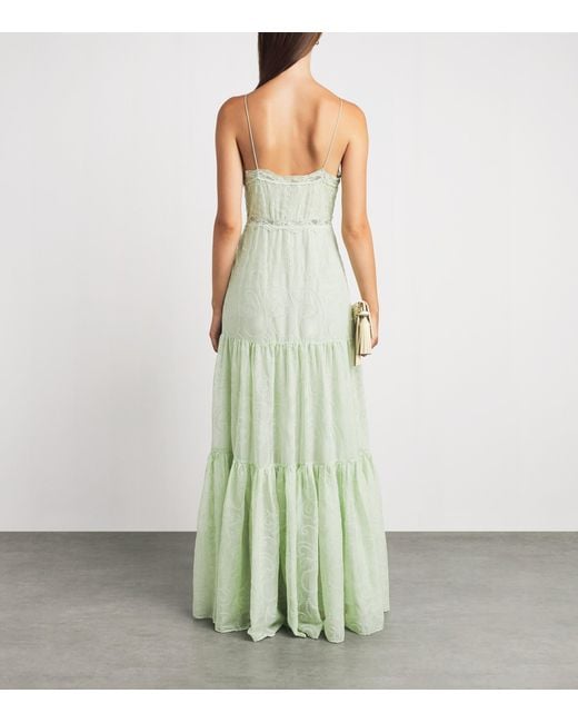 Alice + Olivia White Lace-Trim Nicky Maxi Dress