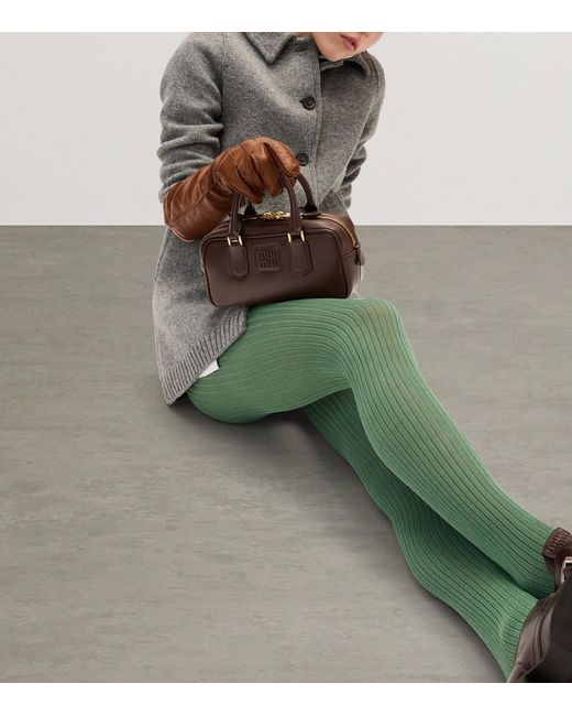 Miu Miu Brown Leather Arcadie Top-Handle Bag