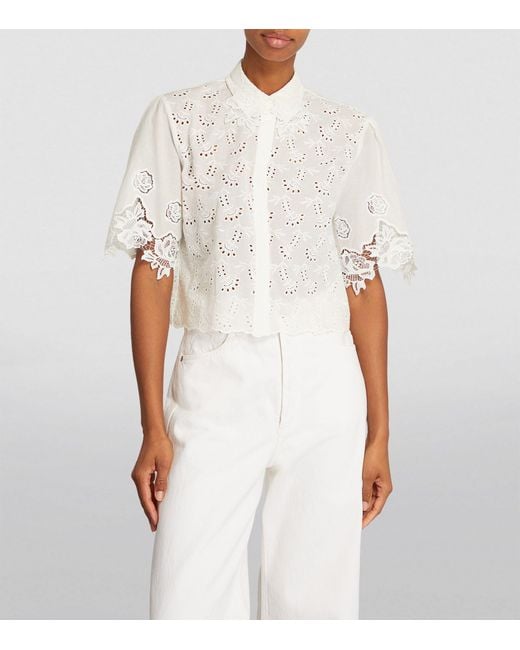 MAX&Co. White Cotton Broderie Anglaise Shirt