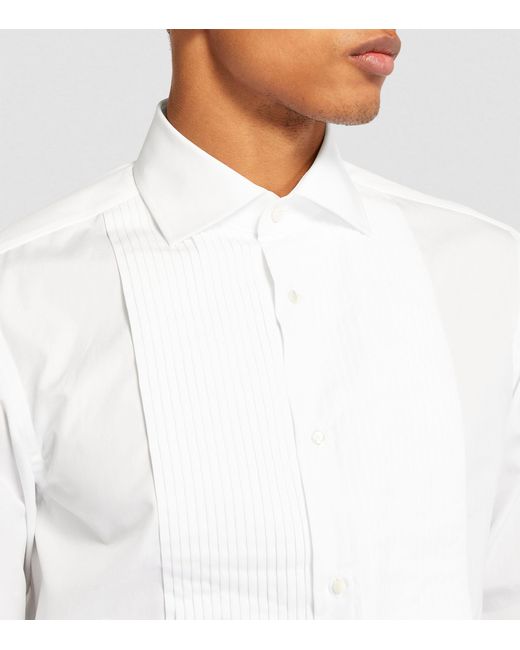 Ralph Lauren Purple Label White Cotton Bengal Striped Shirt for men