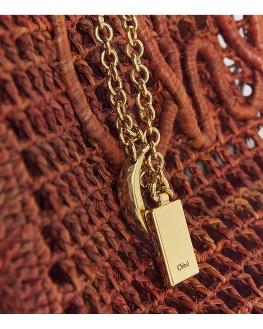 Chloé Brown Raffia Summer Banana East-West Tote Bag