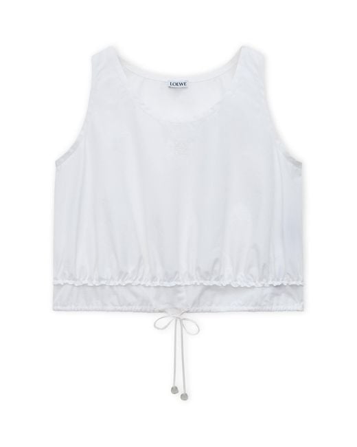 Loewe White X Paula's Ibiza Cotton-Blend Sleeveless Crop Top