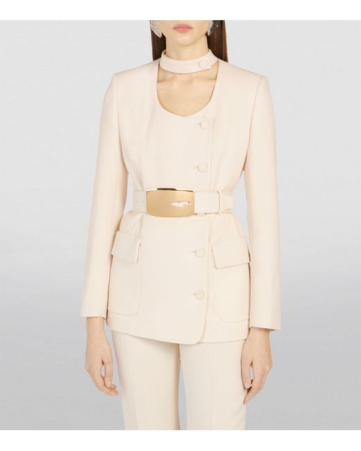 Gucci White Wool G-buckle Jacket