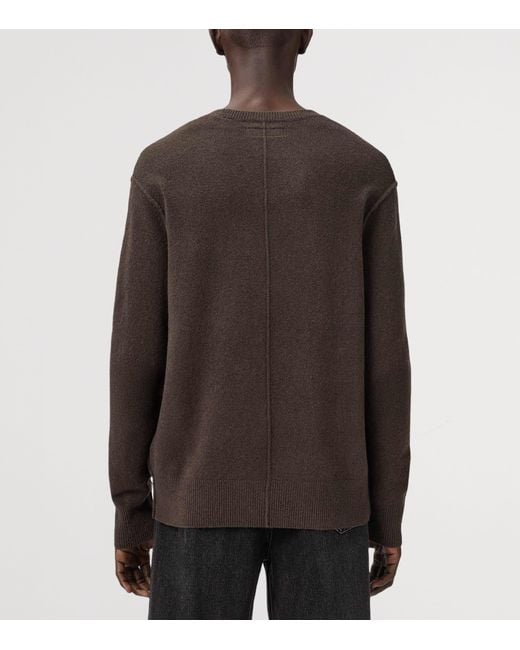 AllSaints Brown Crew-Neck Statten Sweater for men