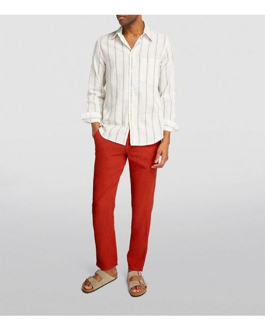 Vilebrequin Red Linen Drawstring Trousers for men