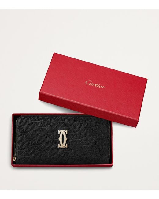 Cartier Black Leather C De International Zipped Wallet