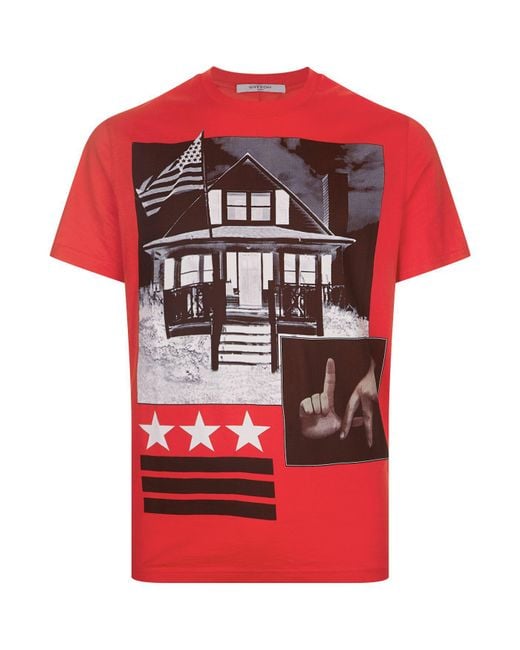 Givenchy Red L.a. House T-shirt for men