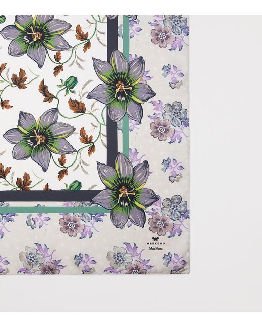 Weekend by Maxmara Metallic Silk Twill Floral Scarf