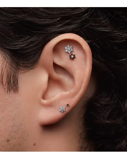 Maria Tash Metallic Diamond Flower Threaded Stud Earring