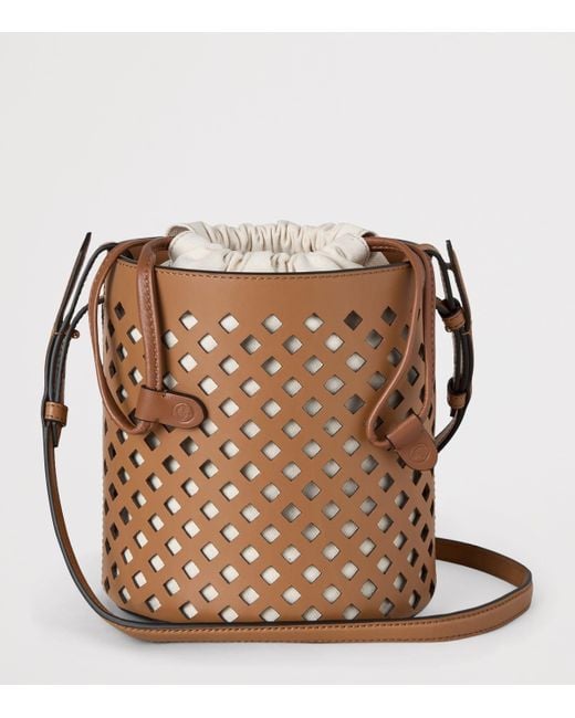 Mulberry Brown Leather Perforated Bucket Bag