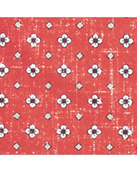 Isaia Red Geometric Print Pocket Square for men
